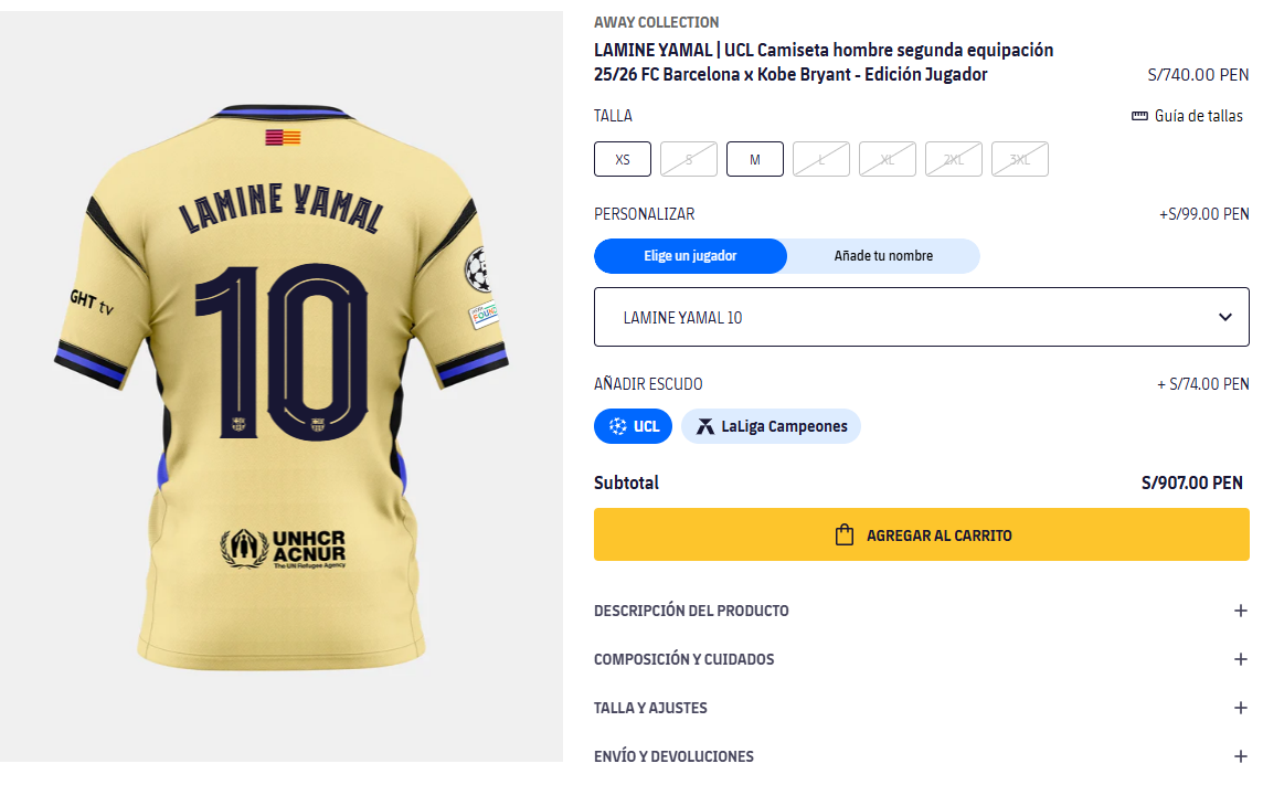 Una camiseta masculina puede llegar a costar 735 soles